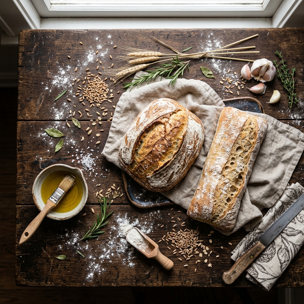 Sourdough flatlay chalkboard